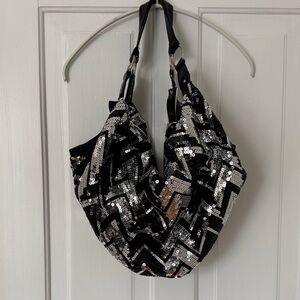 Bundle 2 Listings for $20😀Sequin Chevron Black and Silver Women's Bag